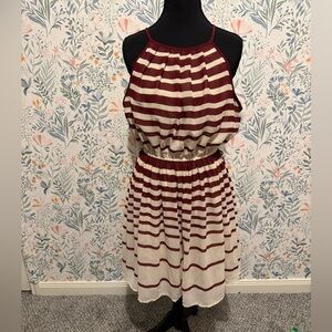 Papaya Burgundy and White Striped Dress